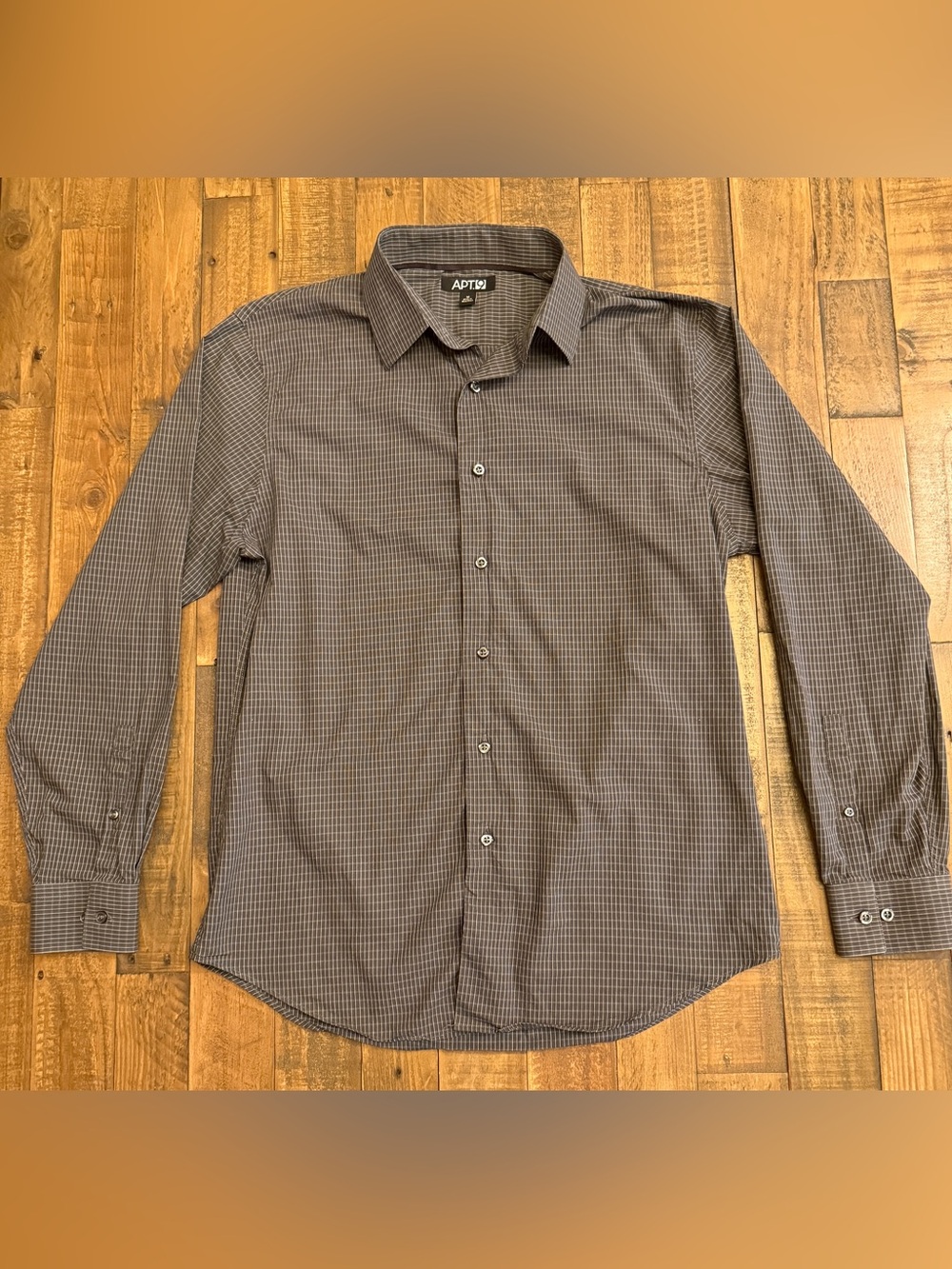 Apt. 9 Men's Brown and Gray Small-Check Dress Shirt